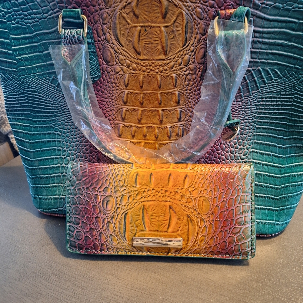 Faux Crocodile Handbag and Wallet